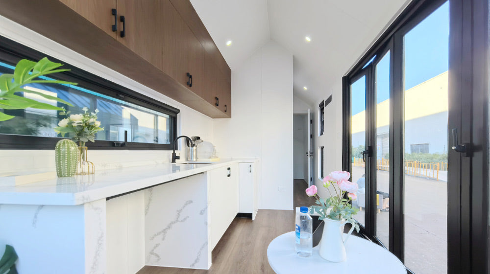 Australia standard prefab house Cheap Price a Frame Prefabricate Tiny House on wheels