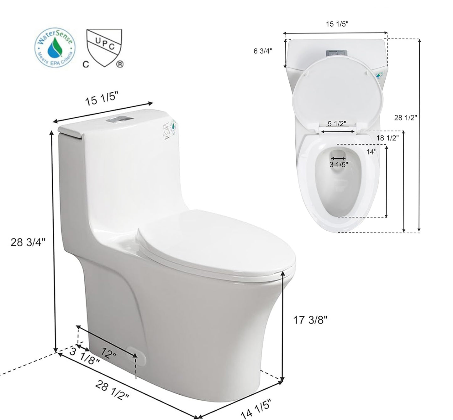 Bath Room-Toilet (US)  One Piece Ceramic Sanitary Toilets for Bathroom
