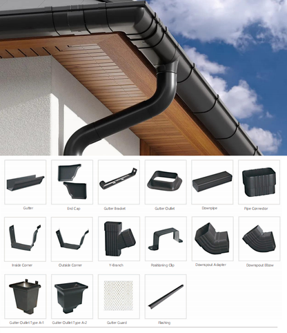 Gutter & downpipe-Aluminum gutter and downpipe (Optional Colors)