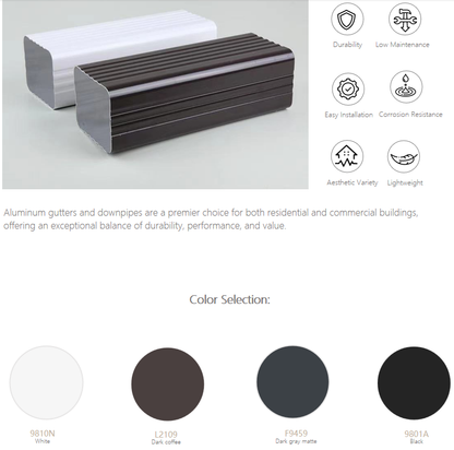 Gutter & downpipe-Aluminum gutter and downpipe (Optional Colors)