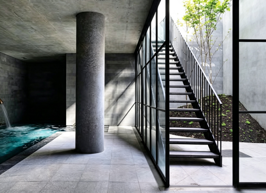 Outdoor Escape Stairs & Wrought Iron
