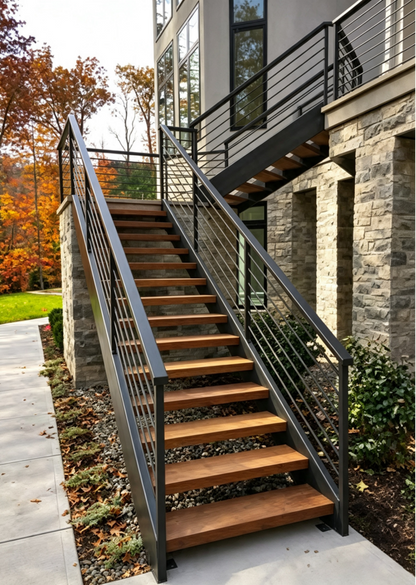 Outdoor Escape Stairs & Wrought Iron