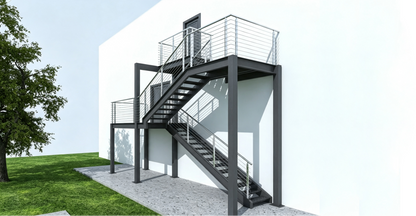 Outdoor Escape Stairs & Wrought Iron