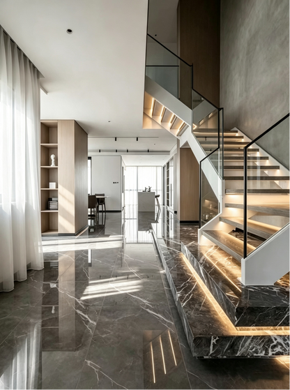 Steel structure staircase - Steel wood staircase